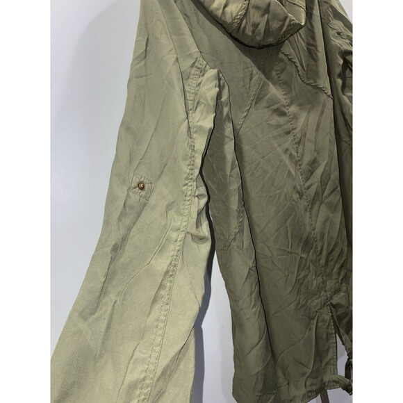 EXPRESS Olive Jacket Lightweight DRAPE FRONT ANORAK Coat Size S Oversized - Picture 5 of 8
